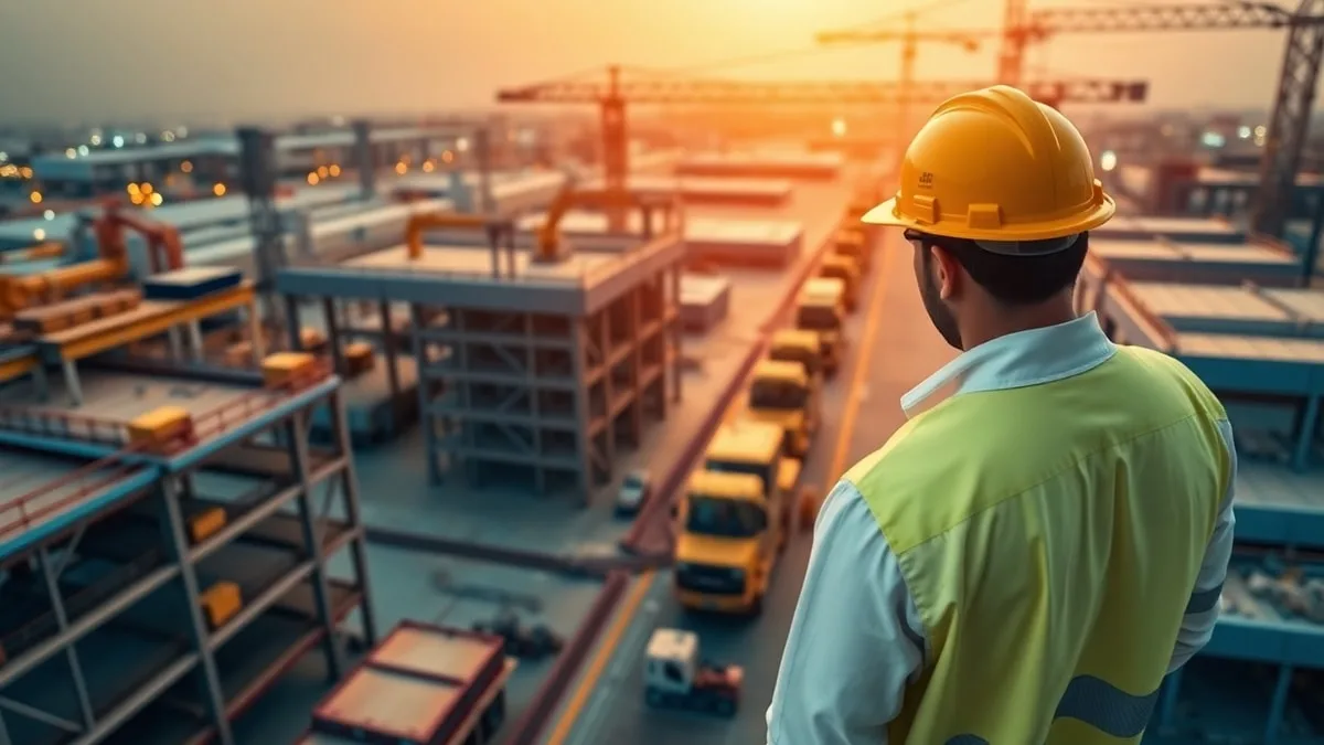 Construction dashboard showing progress metrics and ROI indicators